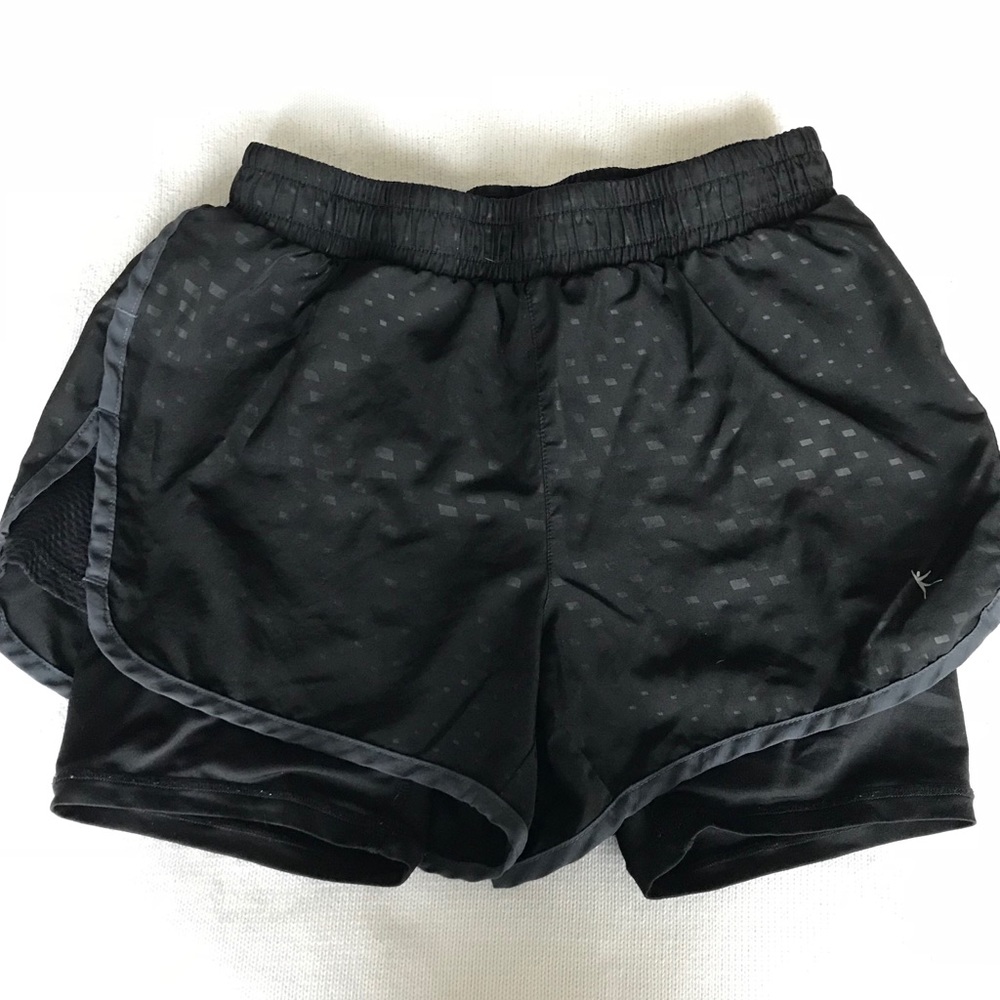 Black running shorts with built in spandex